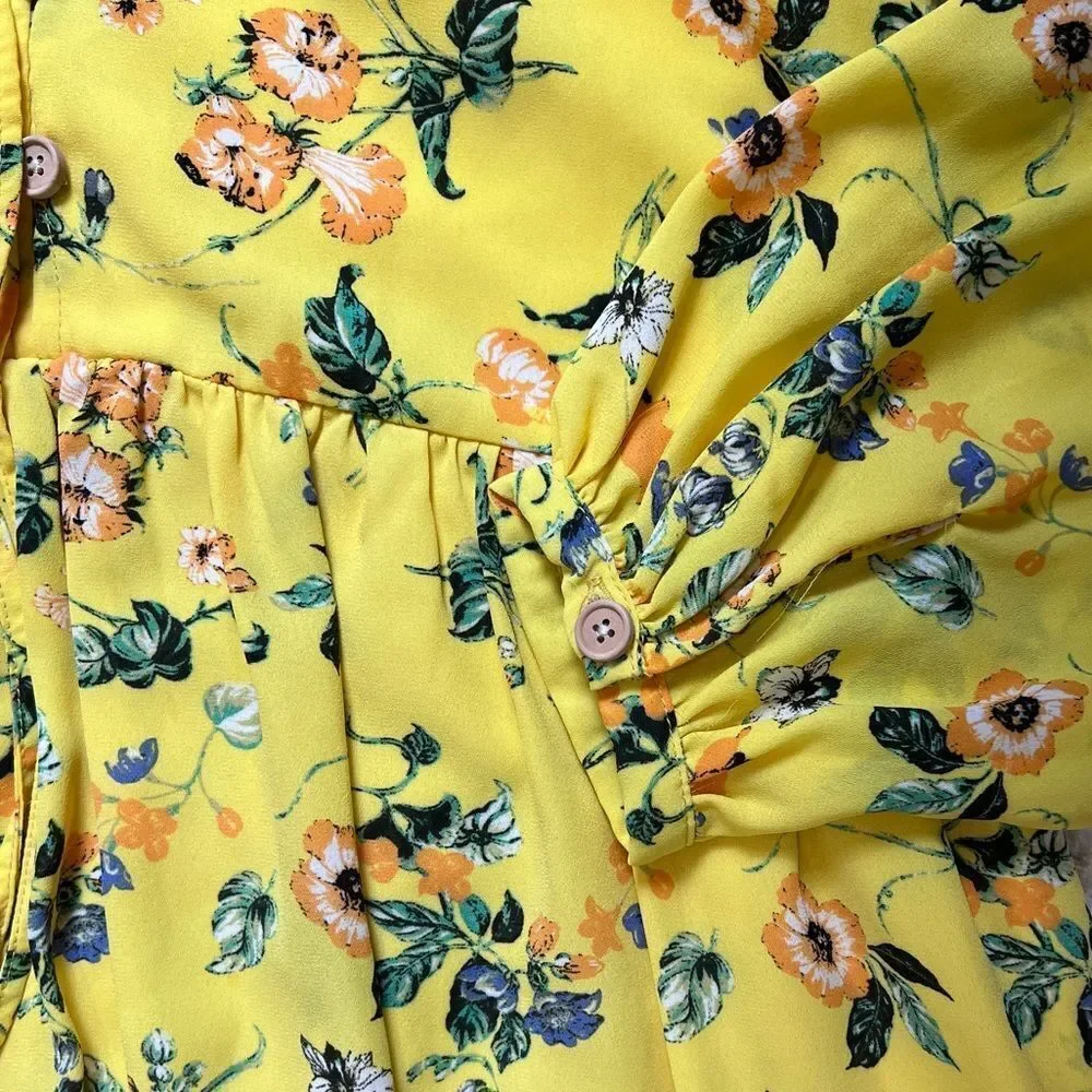 Yellow ditzy floral ruffle mini dress - Picture 7 of 11